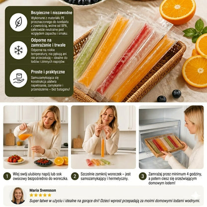 DIY Woreczki na Lody (100 szt.) - Jednorazowe Foremki do Lodów