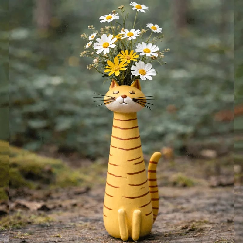😻 Ręcznie robiony ceramiczny wazon z kotem – Unikalny, oryginalny design – Wazon dekoracyjny dla miłośników kotów