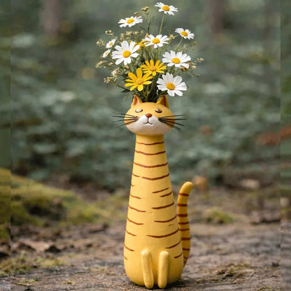 😻 Ręcznie robiony ceramiczny wazon z kotem – Unikalny, oryginalny design – Wazon dekoracyjny dla miłośników kotów