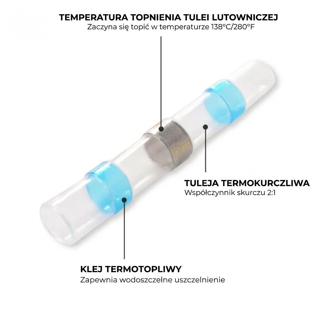 Zestaw złączy lutowniczych - wodoodporne rurki termokurczliwe z pierścieniem cynowym