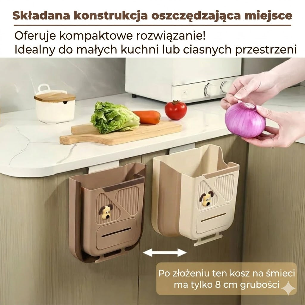 Oszczędzający miejsce składany kosz na śmieci