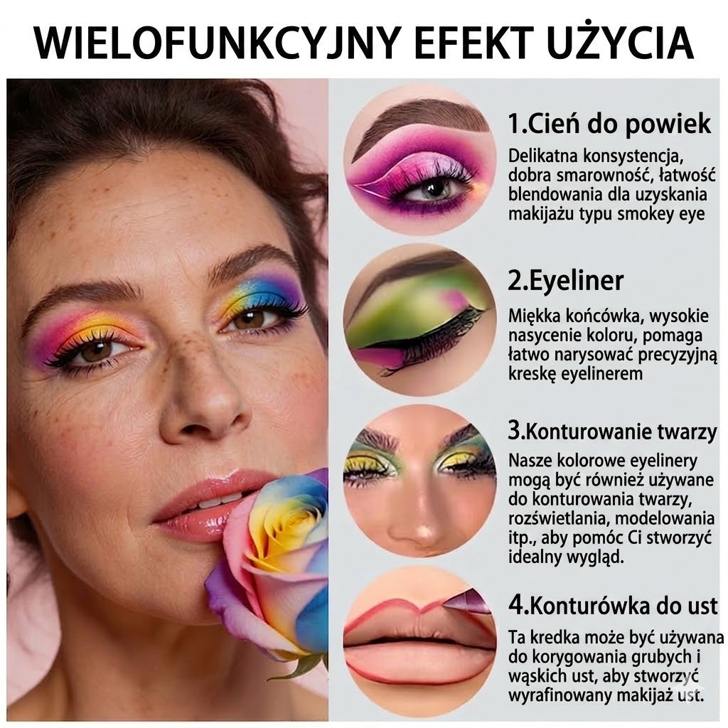 14-częściowy zestaw wodoodpornych, kolorowych żelowych eyelinerów 👁️🌈✏️