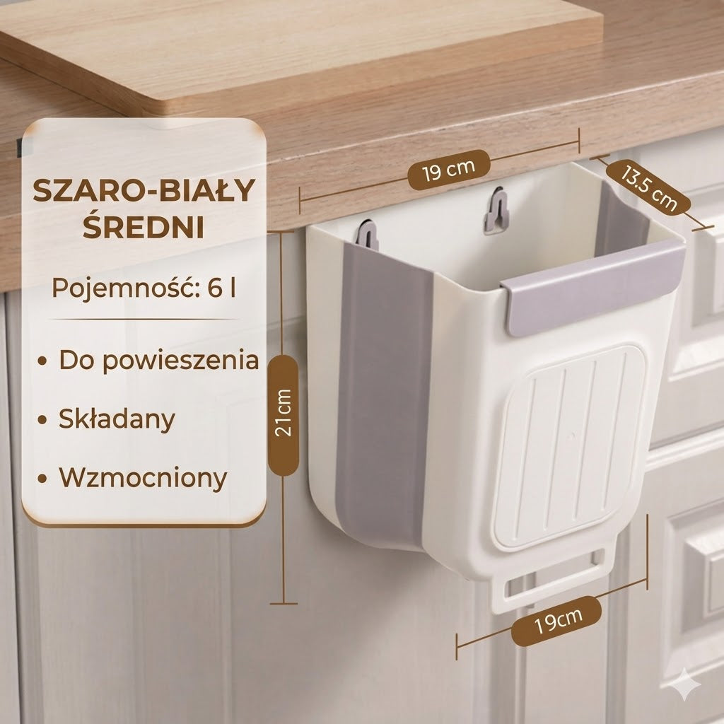Oszczędzający miejsce składany kosz na śmieci
