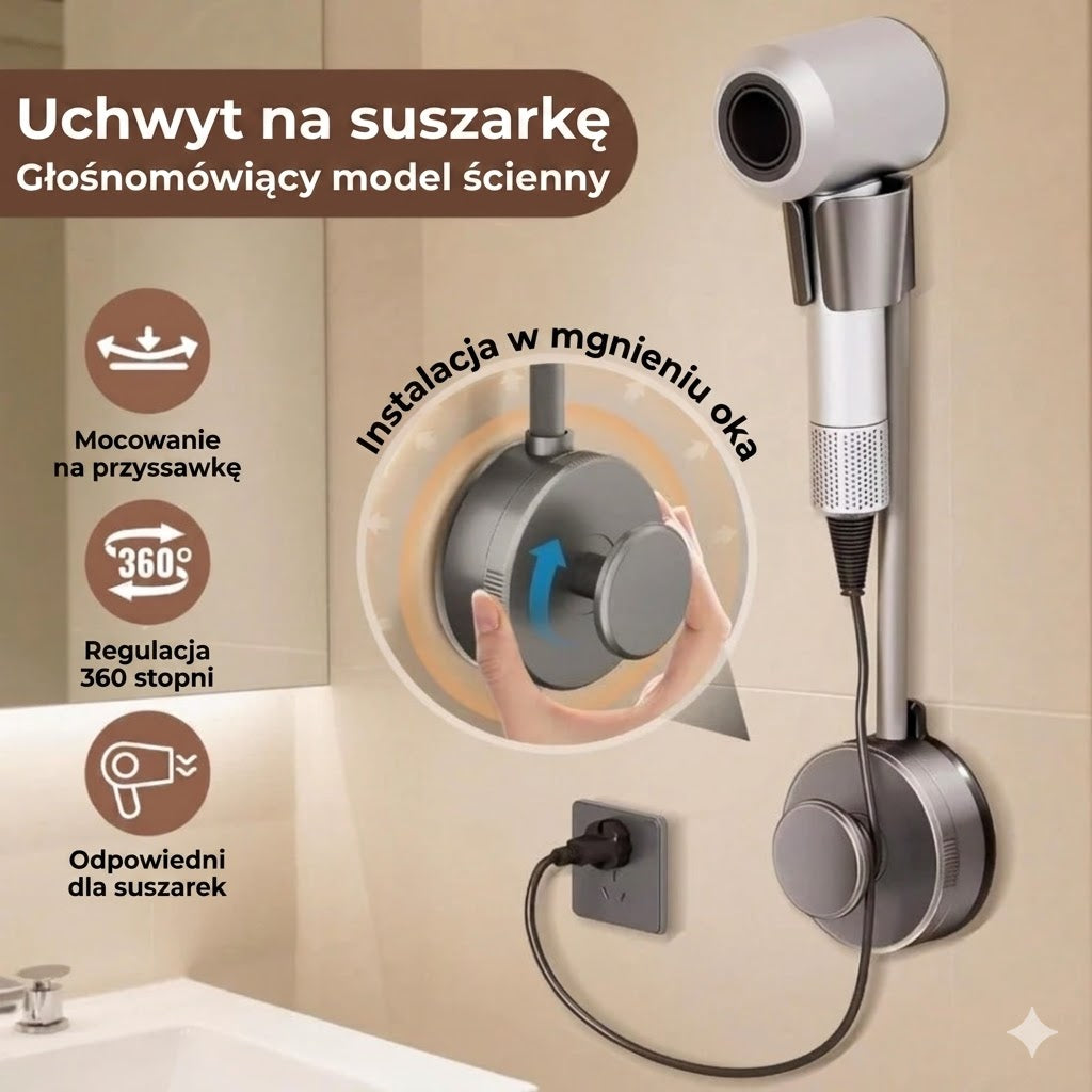 Uchwyt na suszarkę do włosów bez użycia rąk