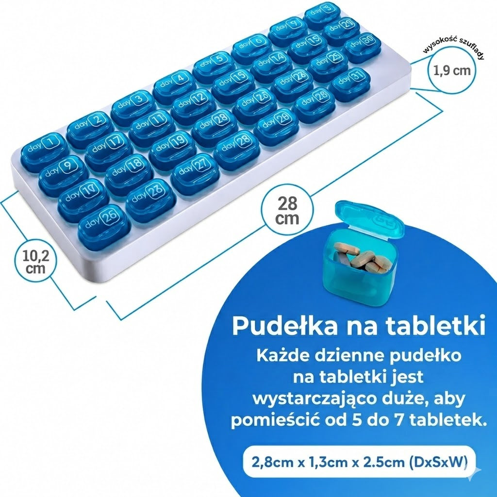 Miesięczny organizer na leki 31 dni