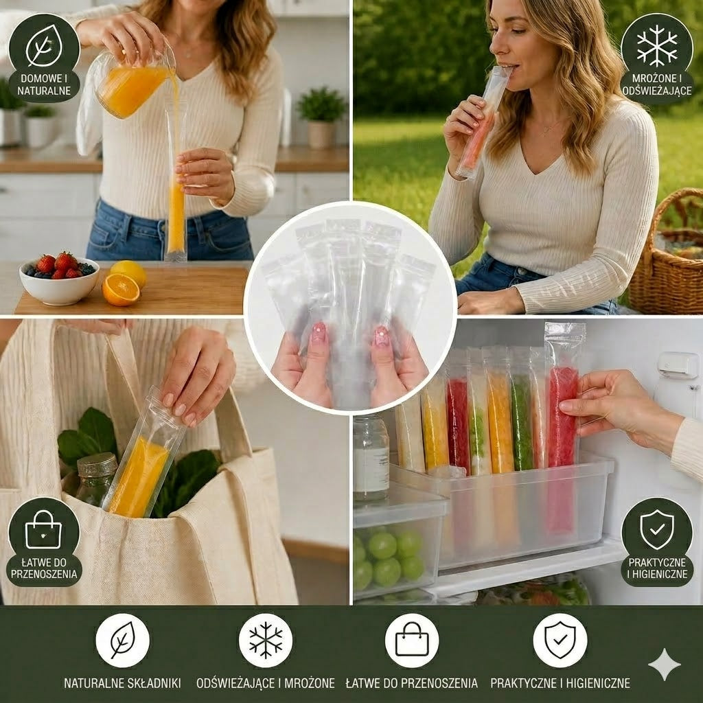 DIY Woreczki na Lody (100 szt.) - Jednorazowe Foremki do Lodów