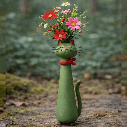 😻 Ręcznie robiony ceramiczny wazon z kotem – Unikalny, oryginalny design – Wazon dekoracyjny dla miłośników kotów