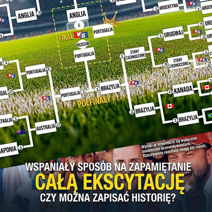 Plakat z terminarzem Mistrzostw Świata 2026 — wypełnij tabelę, obstawiaj zakłady, śledź cały turniej.