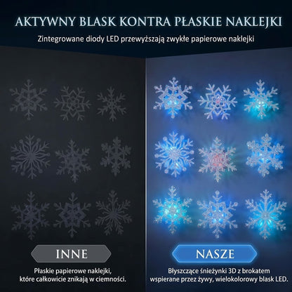 Świecąca naklejka ścienna z wzorem płatków śniegu