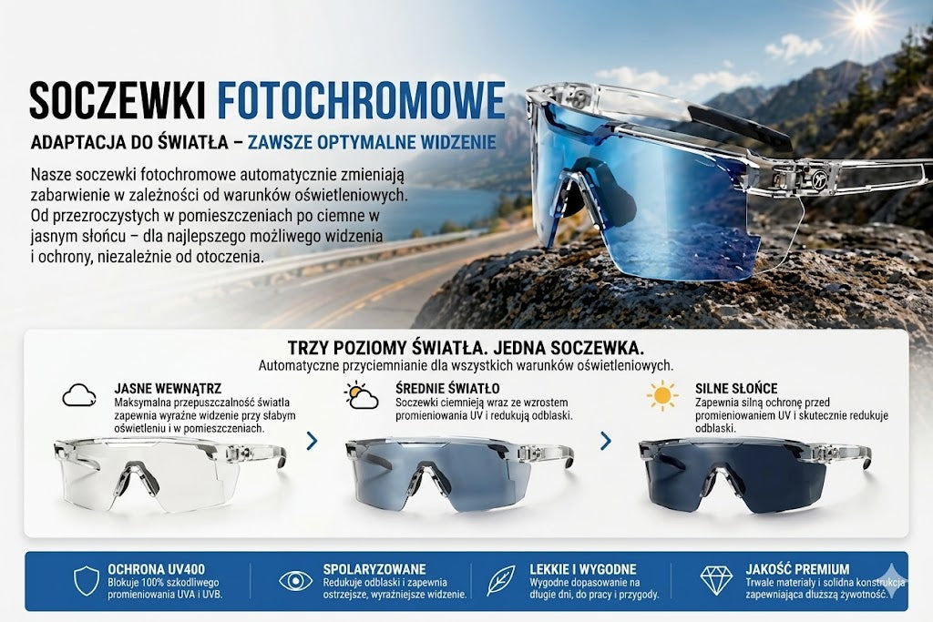 Okulary rowerowe - Okulary przeciwsłoneczne z soczewkami adaptacyjnymi
