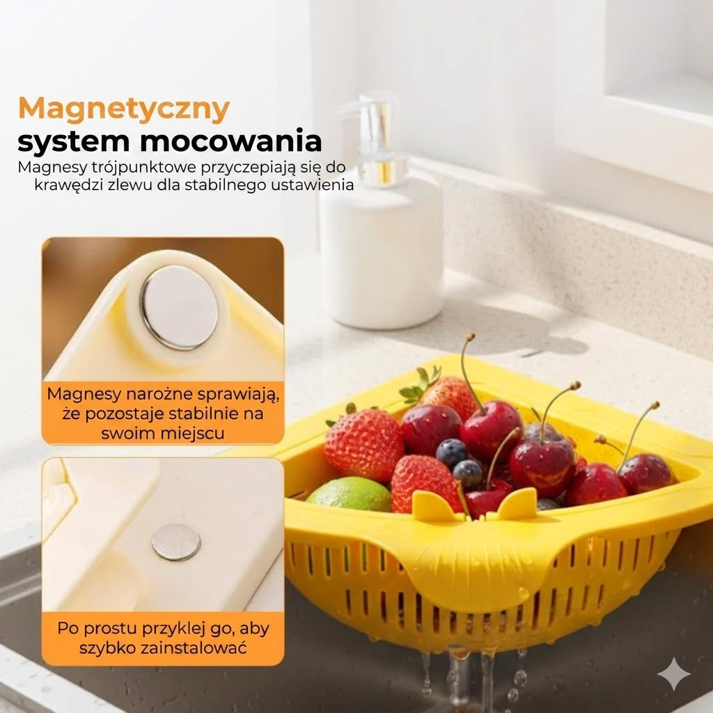 Magnetyczny narożny sitko do zlewu – sitko do zlewu, kosz na śmieci
