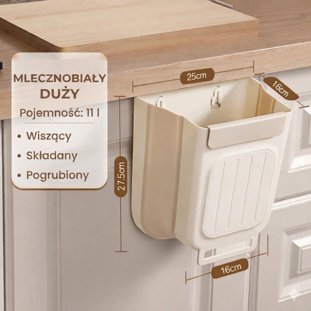Oszczędzający miejsce składany kosz na śmieci