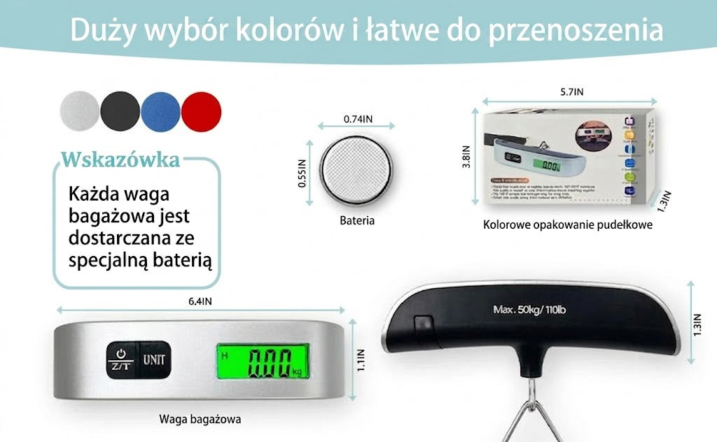 Przenośna waga bagażowa z wyświetlaczem LCD