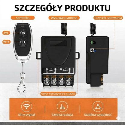 💥Bezprzewodowy zestaw pilota i odbiornika – Uniwersalny – Plug & Play – Bez kabli⚡