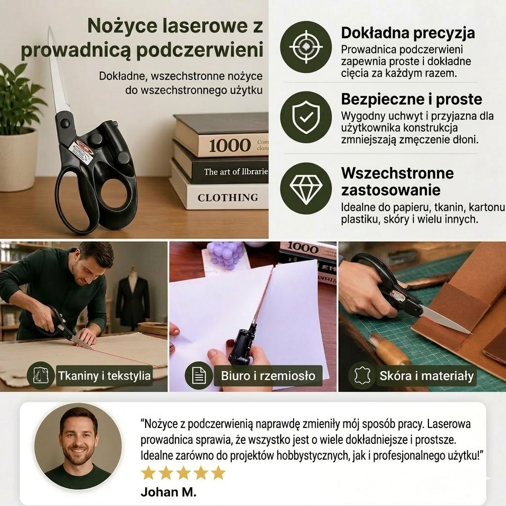 Nożyczki laserowe na podczerwień — precyzyjne cięcie do szycia i rękodzieła