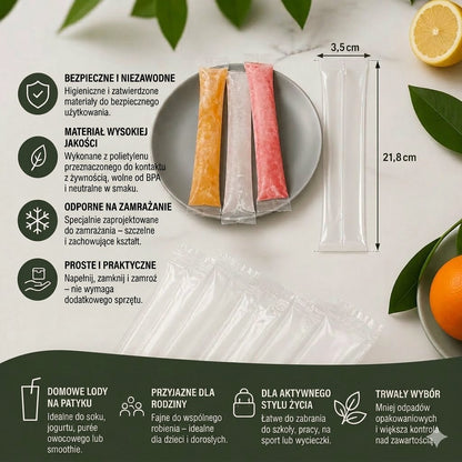 DIY Woreczki na Lody (100 szt.) - Jednorazowe Foremki do Lodów