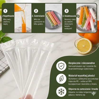 DIY Woreczki na Lody (100 szt.) - Jednorazowe Foremki do Lodów