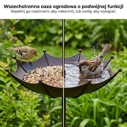 Wiszący karmnik dla ptaków i poidełko – Karmnik silosowy w kształcie parasola – Stacja karmienia 2 w 1