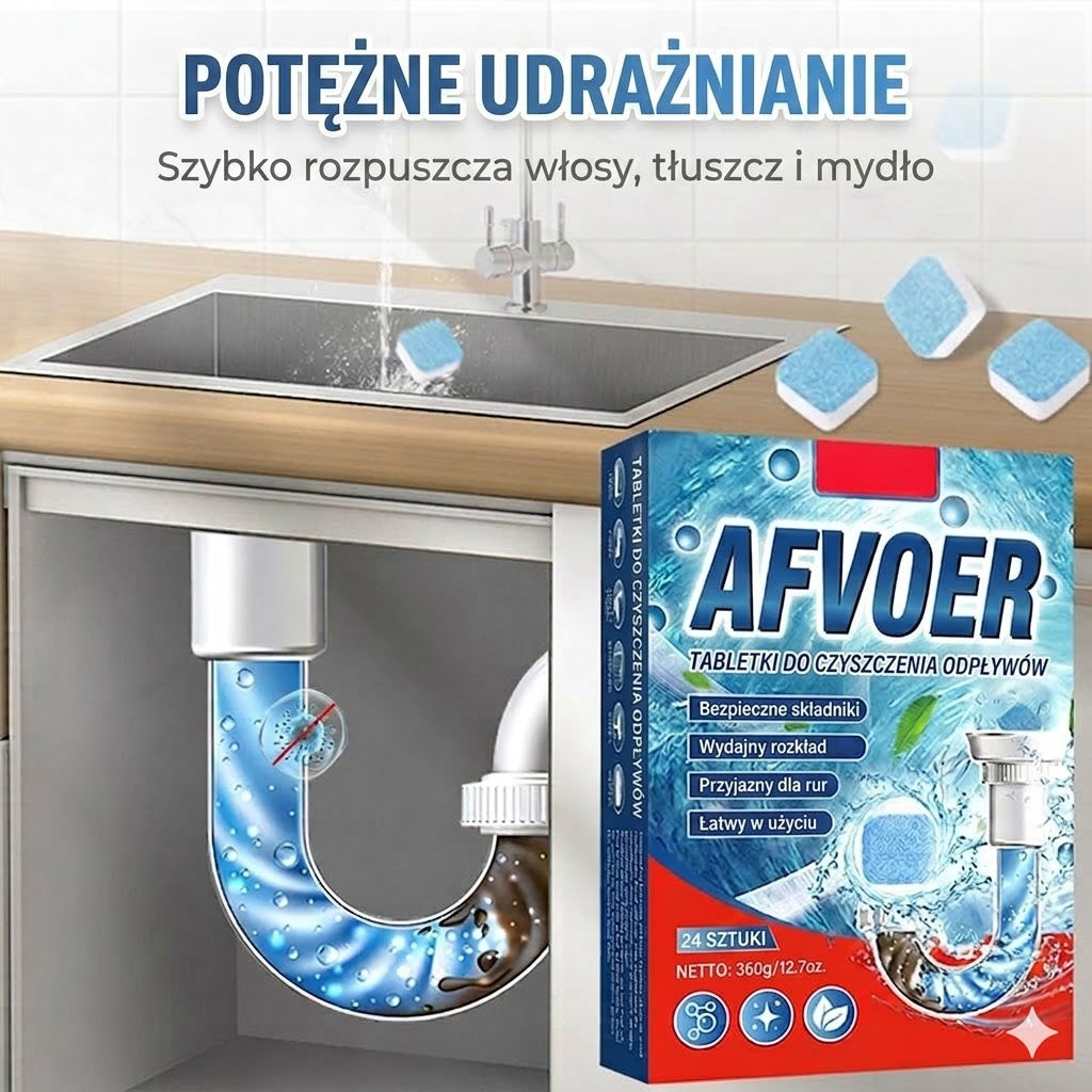 🚽 Tabletki do szybkiego udrażniania rur – odpowiednie do kuchni, łazienek i odpływów.