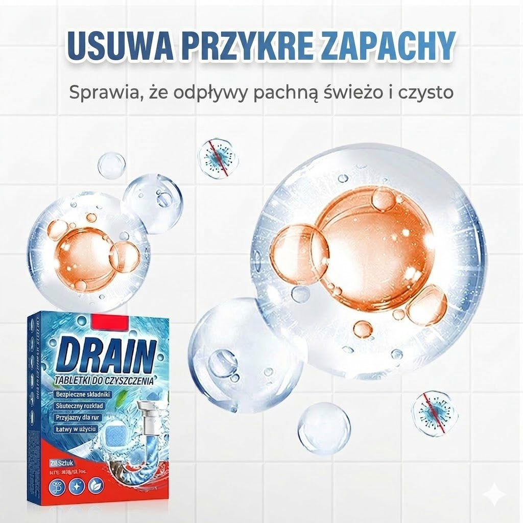 🚽 Tabletki do szybkiego udrażniania rur – odpowiednie do kuchni, łazienek i odpływów.