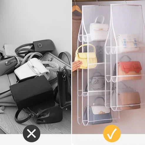 Wiszący pokrowiec ochronny na torebki z 6 lub 8 kieszeniami