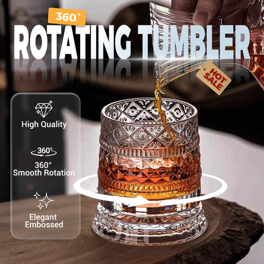 💎🥃 Szklanka do whisky obracająca się o 360° – Luksusowa kryształowa szklanka obrotowa