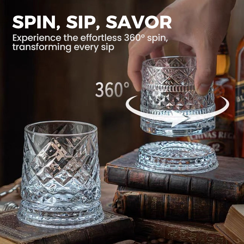 💎🥃 Szklanka do whisky obracająca się o 360° – Luksusowa kryształowa szklanka obrotowa