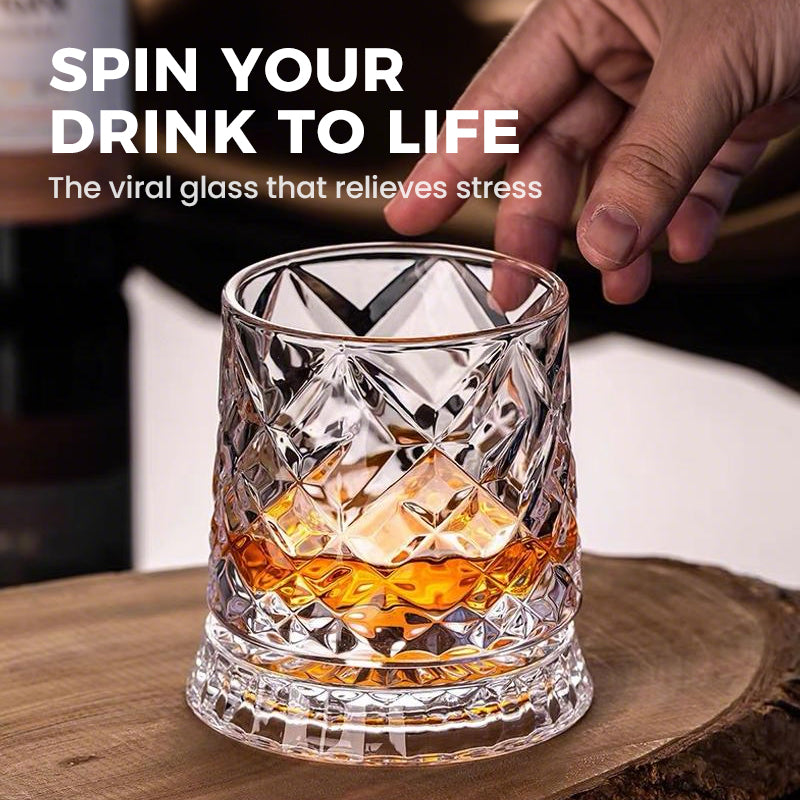 💎🥃 Szklanka do whisky obracająca się o 360° – Luksusowa kryształowa szklanka obrotowa