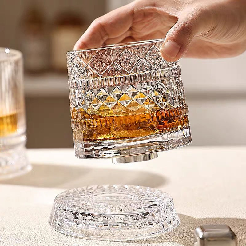 💎🥃 Szklanka do whisky obracająca się o 360° – Luksusowa kryształowa szklanka obrotowa