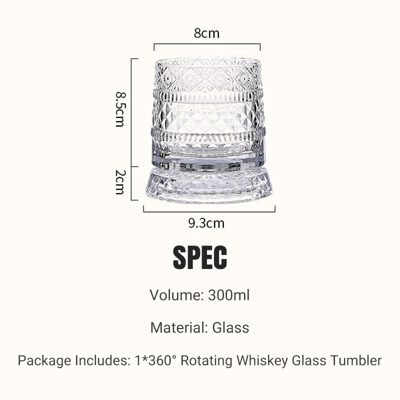 💎🥃 Szklanka do whisky obracająca się o 360° – Luksusowa kryształowa szklanka obrotowa