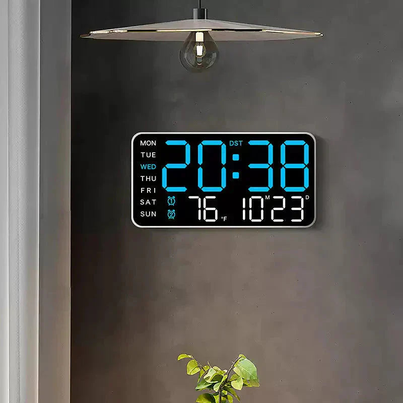 Duży zegar ścienny cyfrowy LED – Nowoczesny zegar elektroniczny z datą i temperaturą