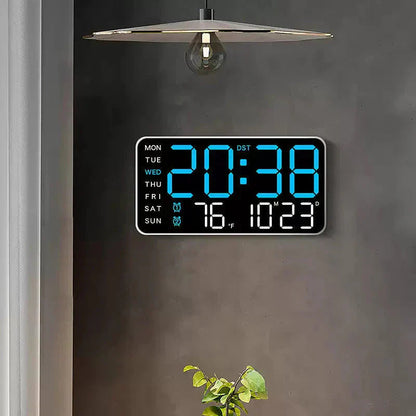 Duży zegar ścienny cyfrowy LED – Nowoczesny zegar elektroniczny z datą i temperaturą