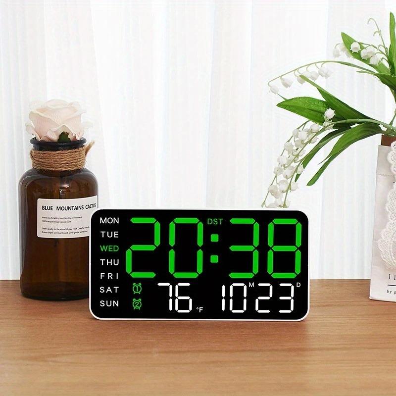 Duży zegar ścienny cyfrowy LED – Nowoczesny zegar elektroniczny z datą i temperaturą