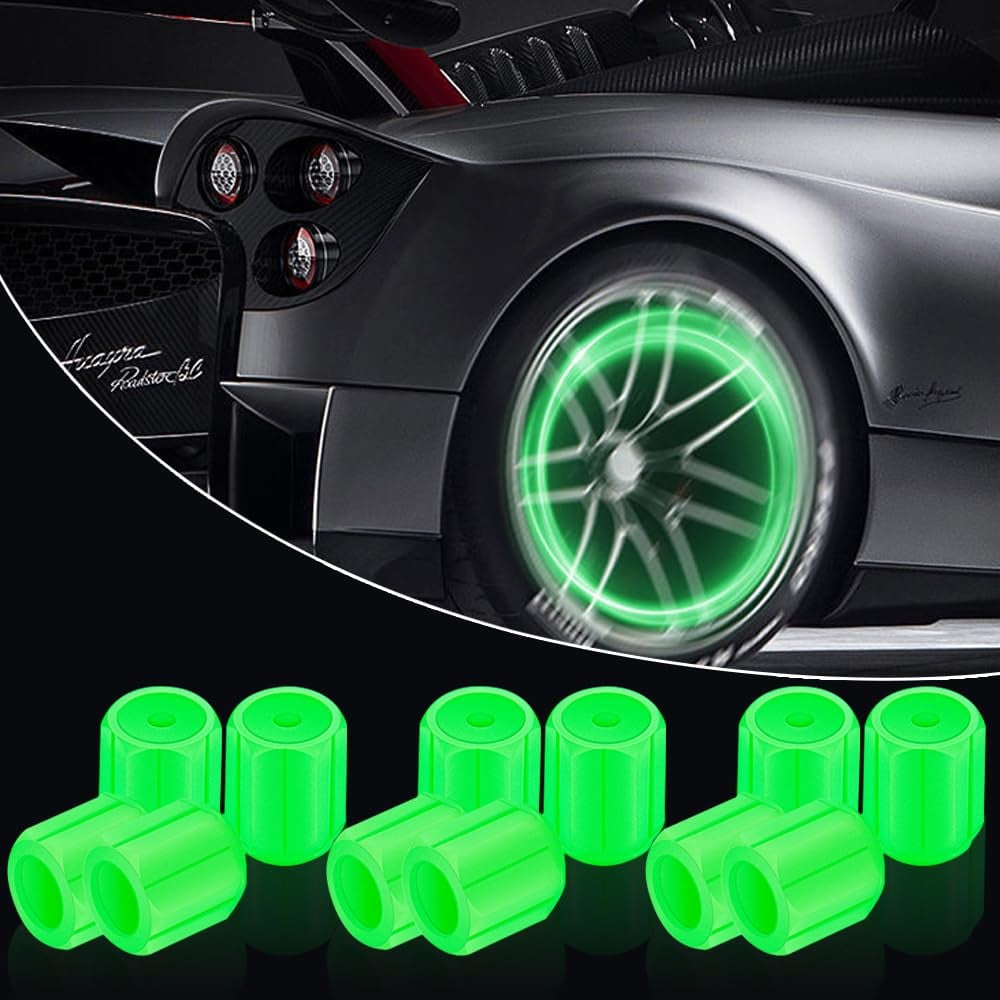 Świecące kapturki na wentyle – Fluorescencyjne – Do rowerów, samochodów i motocykli
