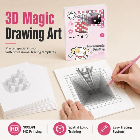 Magiczna książeczka do kolorowania 3D dla dzieci – Edukacyjny szkicownik kreatywny